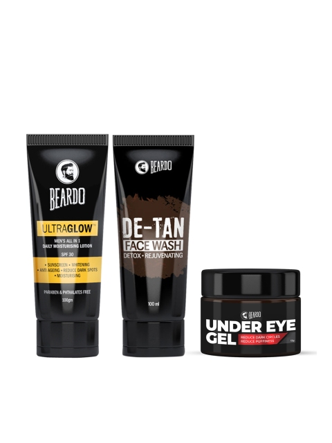 

BEARDO Set Of Moisturising Lotion, De-Tan Face Wash & Under Eye Gel, Transparent