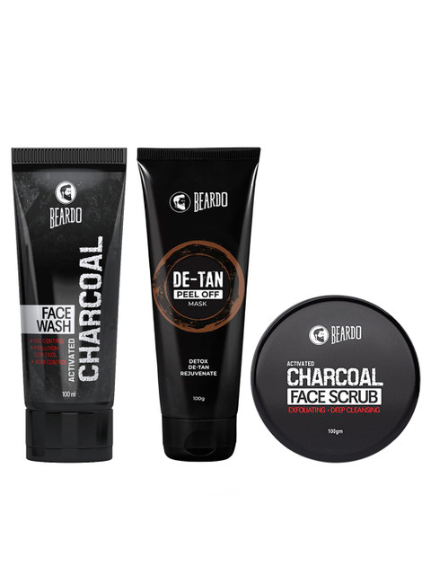 

BEARDO Men Cleansing Face Scrub, De-Tan Peel Off Mask & Acne Control Face Wash, Black