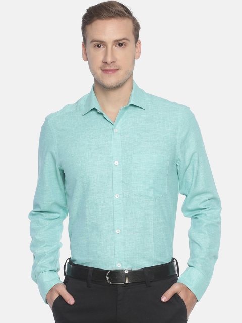 

CAVALLO by Linen Club Men Green Regular Fit Solid Formal Shirt