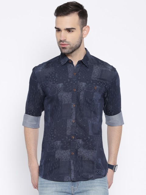 

Wrangler Navy Printed Casual Shirt, Navy blue