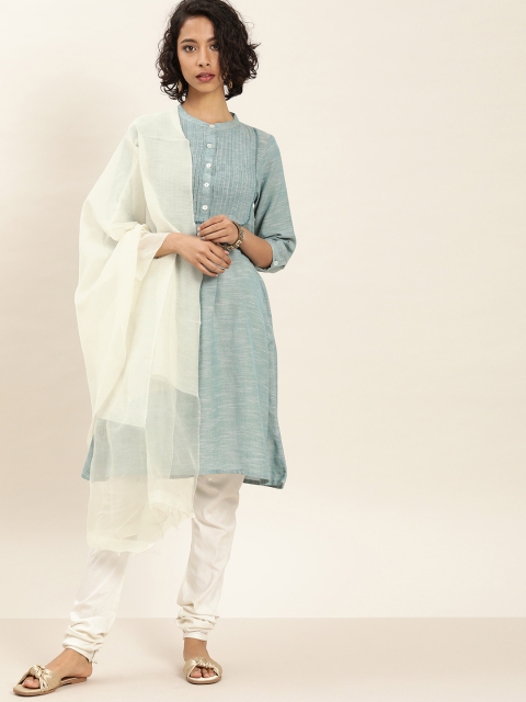 

Taavi Women Off-White Solid Woven Legacy Sustainable Dupatta with Tassles