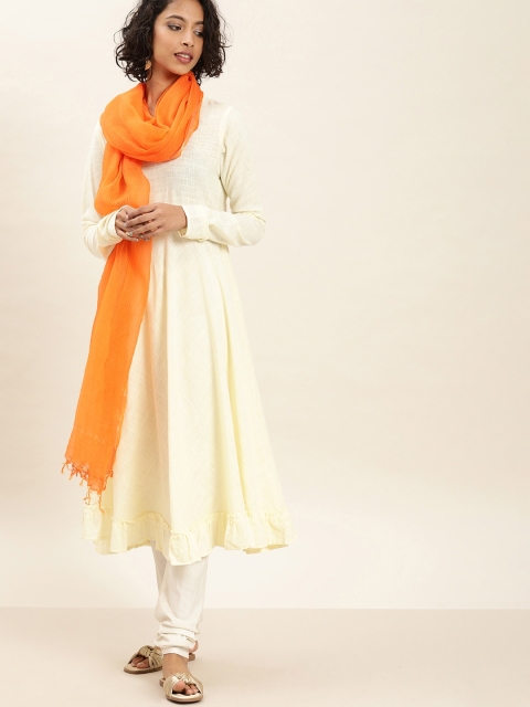 

Taavi Women Orange Woven Legacy Sustainable Dupatta With Zari Border