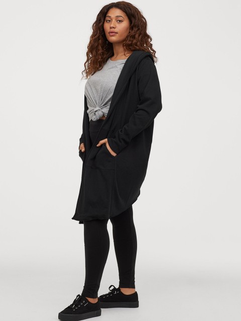 

H&M Plus Women Black Sweatshirt Sustainable Cardigan