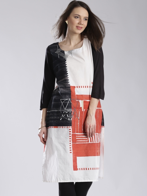 

W Off-White Tangram Print Kurta