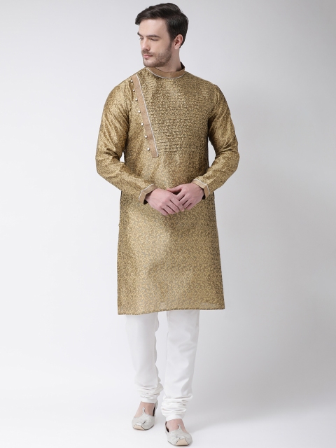 

SG LEMAN Men Beige & White Self Design Kurta with Pyjamas