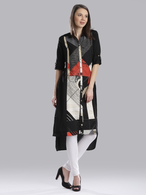 

W Black Tangram Print Kurta