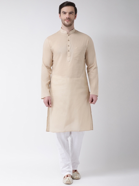 

SG LEMAN Men Brown & White Solid Kurta with Pyjamas