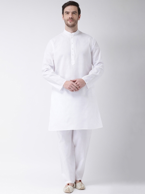 

SG LEMAN Men White Embroidered Kurta with Pyjamas