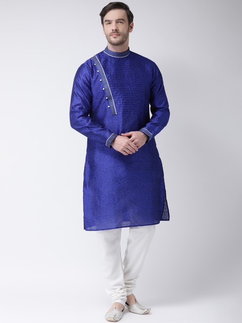 

SG LEMAN Men Blue Self Design Kurta with Pyjamas