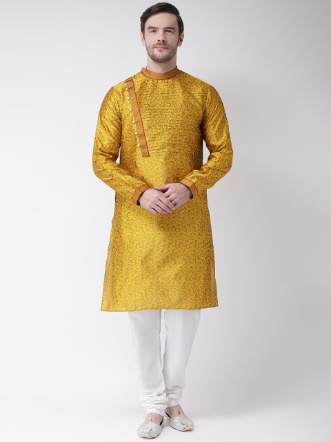 

SG LEMAN Men Yellow & White Printed Kurta with Pyjamas