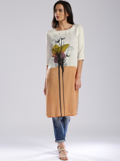 

W Off-White Radiographed Floral Print Kurta