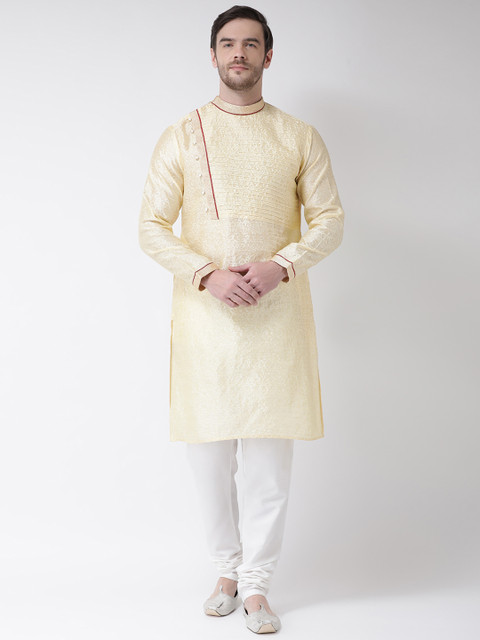 

SG LEMAN Men Beige & White Self Design Kurta with Pyjamas