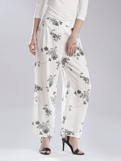 

W Off-White Floral Print Palazzo Trousers