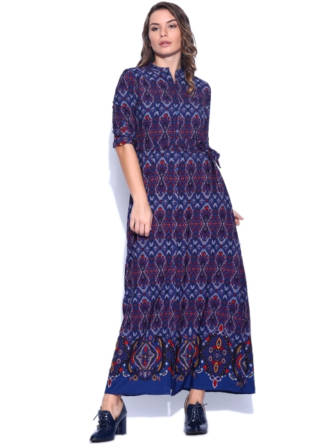 

Tokyo Talkies Blue Printed Maxi Dress