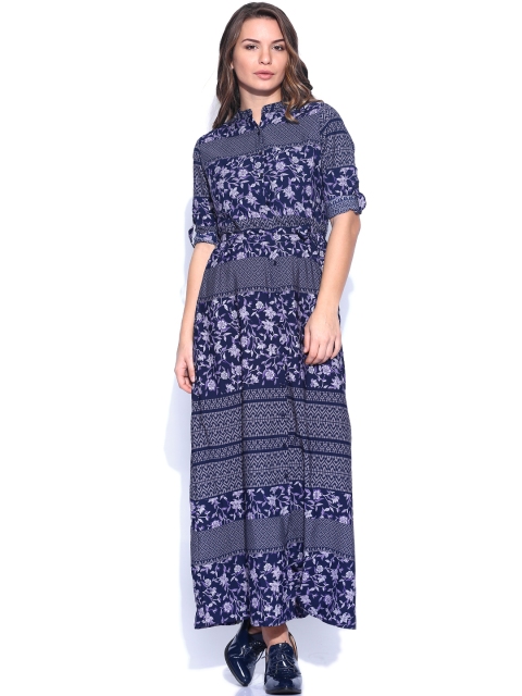 

Tokyo Talkies Blue Printed Maxi Dress