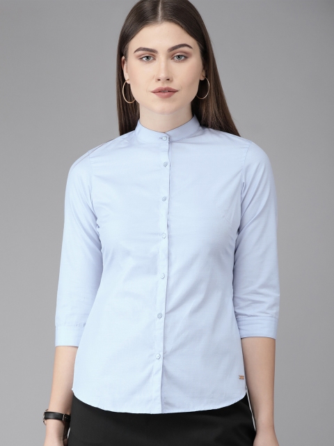 

Park Avenue Woman Blue Slim Fit Solid Formal Shirt