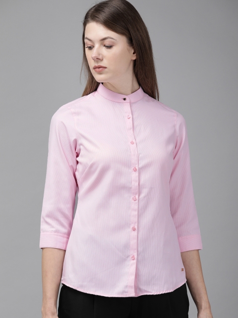 

Park Avenue Women Pink & White Slim Fit Striped Formal Shirt