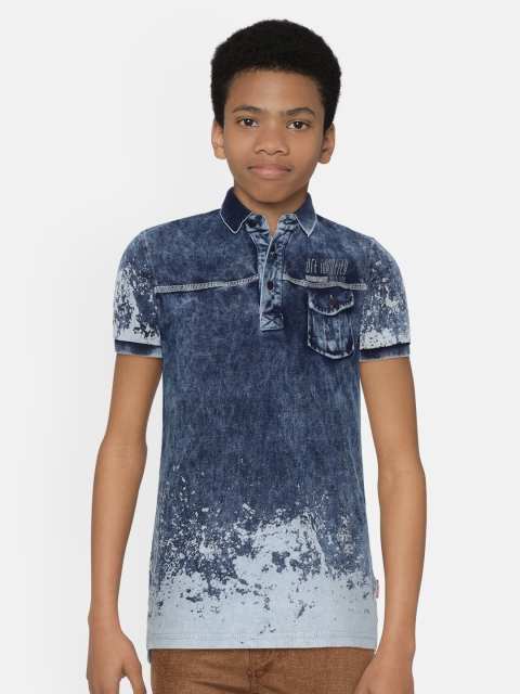 

Palm Tree Boys Navy Blue Dyed Polo Collar Pure Cotton T-shirt
