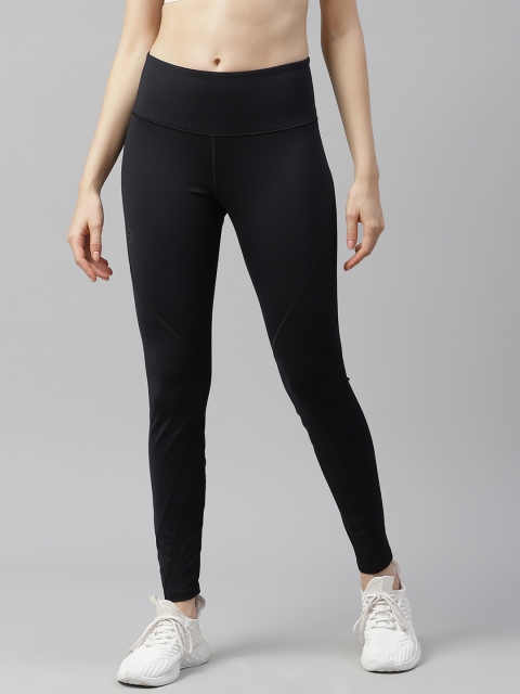 

UNDER ARMOUR Women Black & Grey Heat Gear Armour Perforation Inset Colourblocked Tights