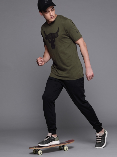 

UNDER ARMOUR Men Olive Green Project Rock Brahma Bull Training T-Shirt