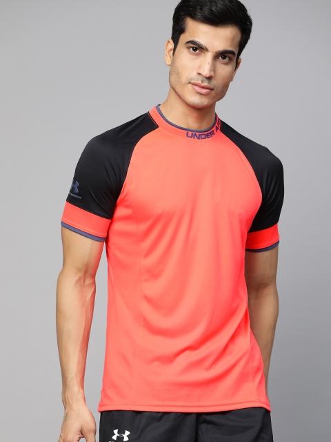 

UNDER ARMOUR Men Neon Orange Solid Challenger III Training T-Shirt
