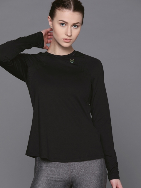 

UNDER ARMOUR Women Black Solid Rush T-Shirt