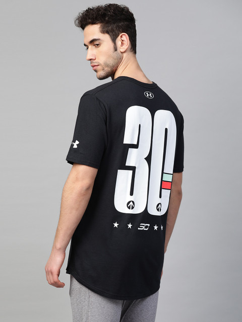

UNDER ARMOUR Men Black SC30 SS Elevated Printed Back Basketball T-Shirt