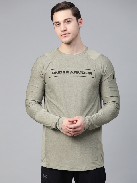 

UNDER ARMOUR Men Olive Green MK1 Graphic Long Sleeves Brand Logo Print T-shirt