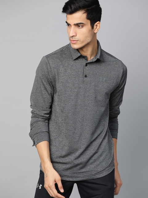 

UNDER ARMOUR Men Charcoal Grey Playoff 2.0 Self Design Polo Collar Golf T-Shirt