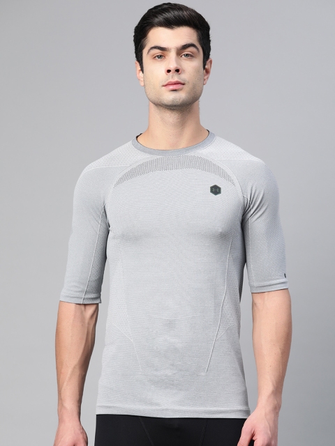 

UNDER ARMOUR Men Grey Solid Rush Seamless Compression T-shirt