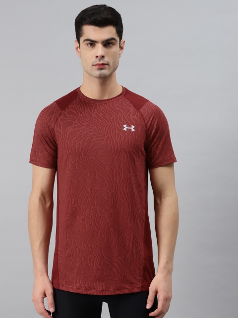 

UNDER ARMOUR Men Maroon Slim Fit MK1 Training or Gym T-shirt