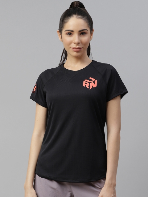 

UNDER ARMOUR Women Black Back Printed Get Out & Run Short Sleeve T-Shirt