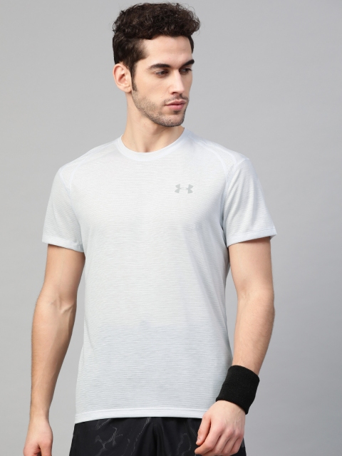 

UNDER ARMOUR Men Grey Self Striped UA Streaker 2.0 Round Neck Running T-shirt
