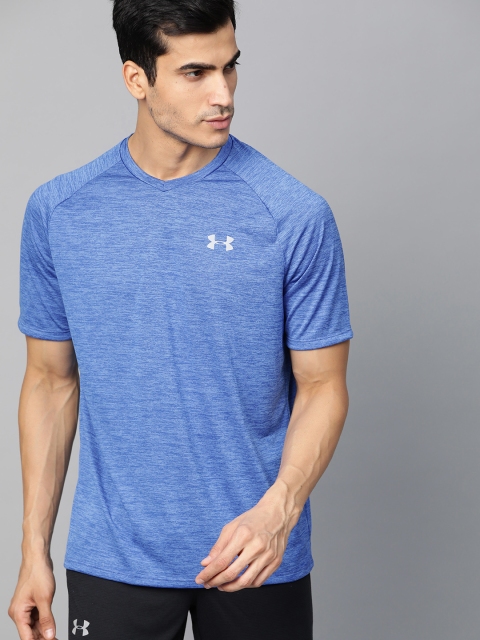 

UNDER ARMOUR Men Blue Technology 2.0 Self Design Training T-Shirt