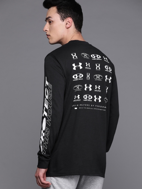 

UNDER ARMOUR Men Black & White Printed Back PTH Training T-shirt