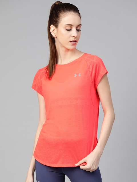 

UNDER ARMOUR Women Neon Orange Self-Design Streaker 2.0 Shift Running Top