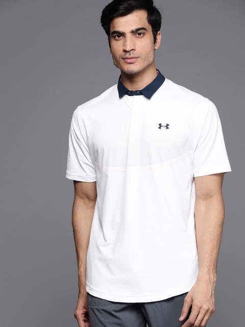 

UNDER ARMOUR Men White Iso-Chill Graphic Printed Detail Golf Polo T-shirt