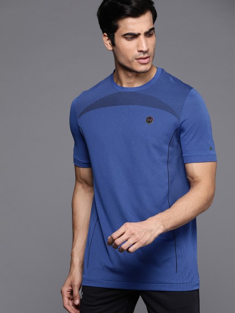 

UNDER ARMOUR Men Blue Solid Rush Seamless Fitted Training T-shirt