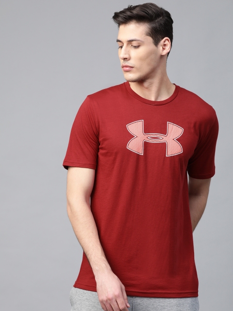 

UNDER ARMOUR Men Maroon Big Logo Print Round Neck T-shirt, Rust