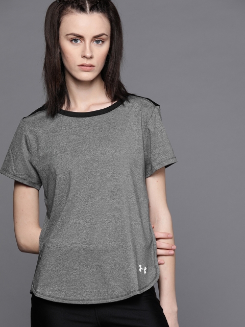 

UNDER ARMOUR Women Grey Melange Solid Sport Crossback Training Top