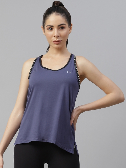 

UNDER ARMOUR Women Blue Solid Knockout Tank T-Shirt