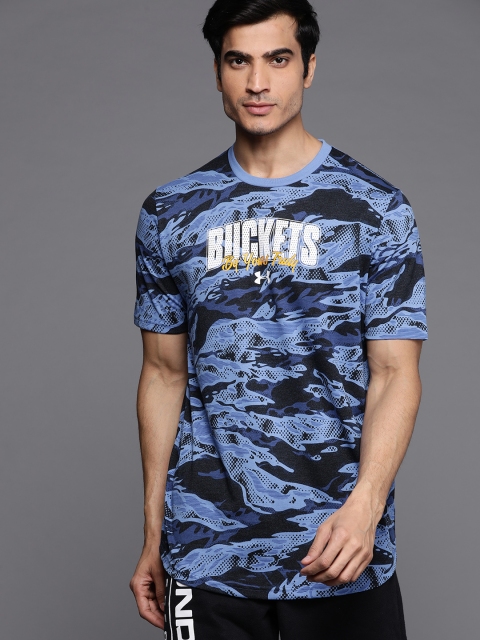 

UNDER ARMOUR Men Blue & Black Baseline Buckets Basketball Printed T-shirt