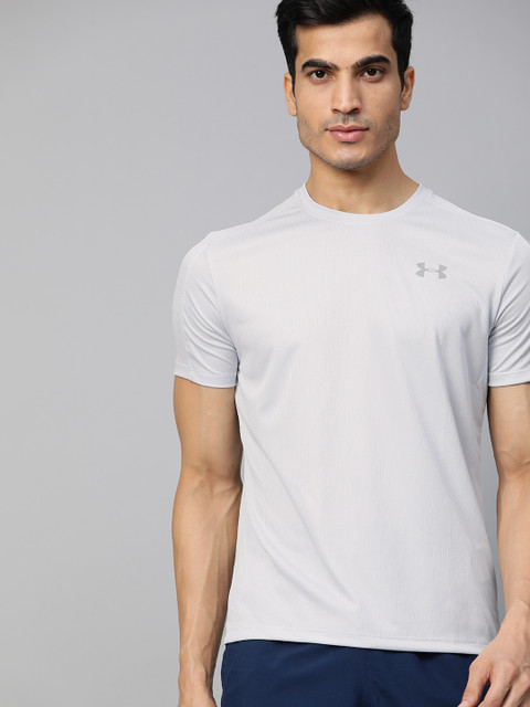 

UNDER ARMOUR Men Grey Speed Stride Self Checked T-Shirt
