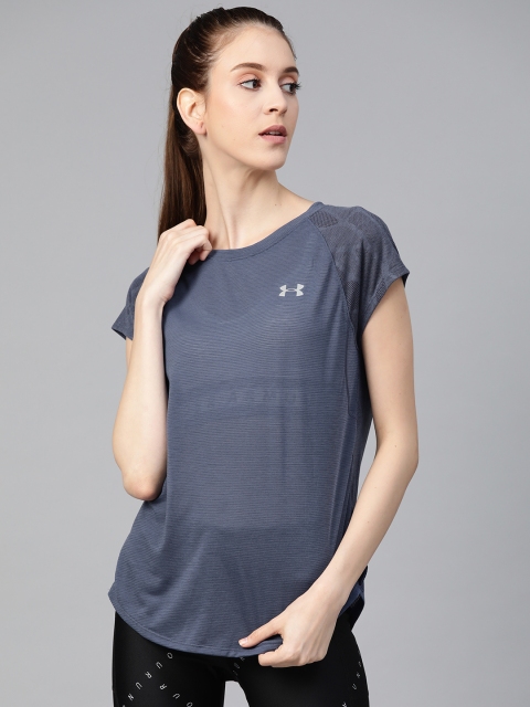 

UNDER ARMOUR Women Navy Self-Design Streaker 2.0 Shift Running Top, Navy blue