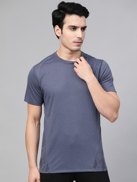 

UNDER ARMOUR Men Blue Self Design Back Streaker 2.0 Shift Crew Running T-shirt