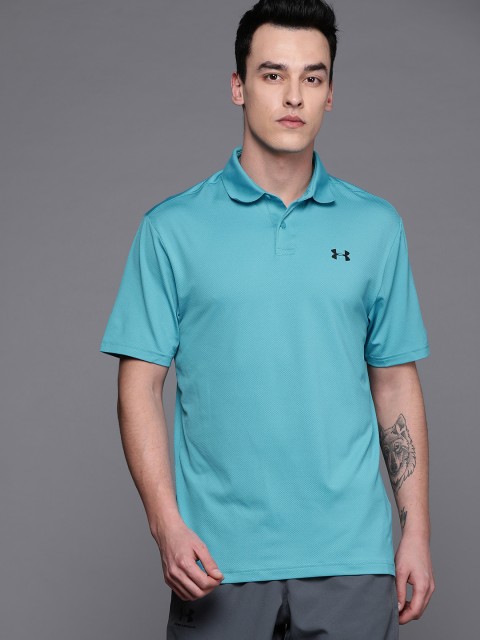 

UNDER ARMOUR Men Blue Self Design Performance Polo 2.0 Sports T-shirt