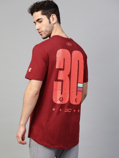 

UNDER ARMOUR Men SC30 Elevated Maroon Printed Back Basketball T-Shirt