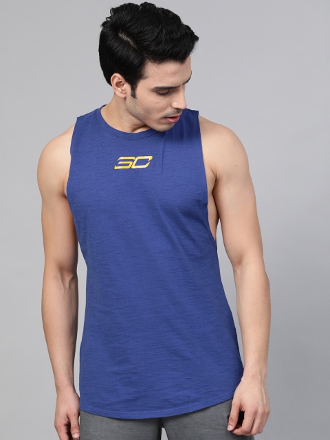 

UNDER ARMOUR Men Blue SC30 Printed Detail Basketball Tank T-shirt