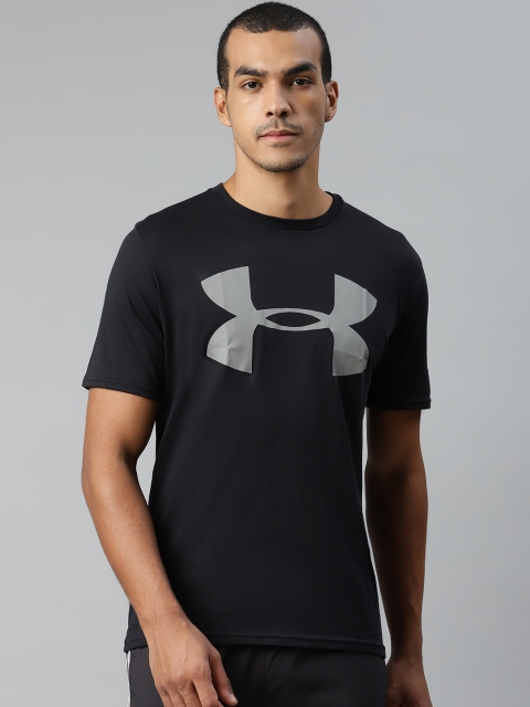 

UNDER ARMOUR Men Black & Grey Printed Big Logo Reflective Training T-shirt