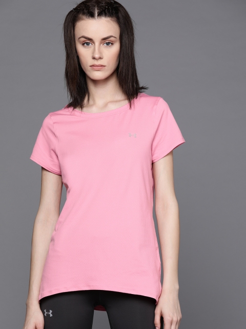 

UNDER ARMOUR Women Pink Solid HeatGear Armour T-Shirt